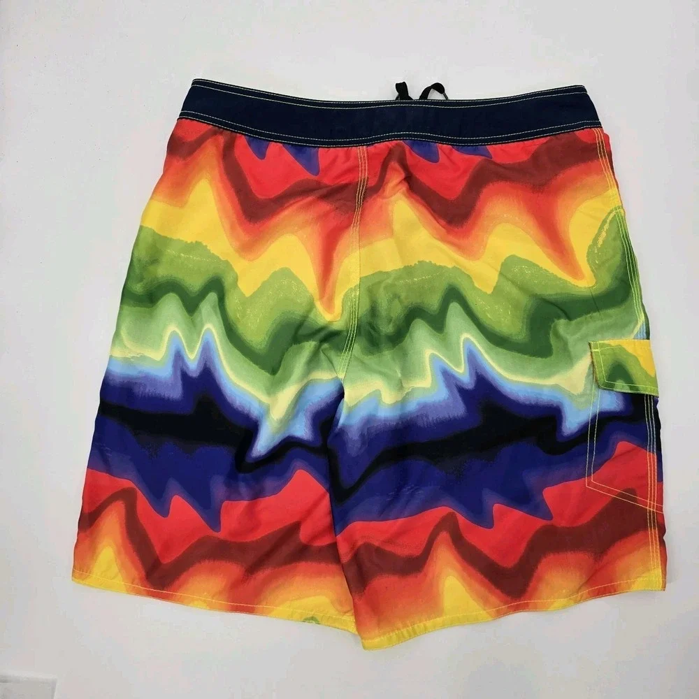 OP Ocean Pacific Shorts Mens 34‎ Board Swim Shorts Rainbow Tie Dye